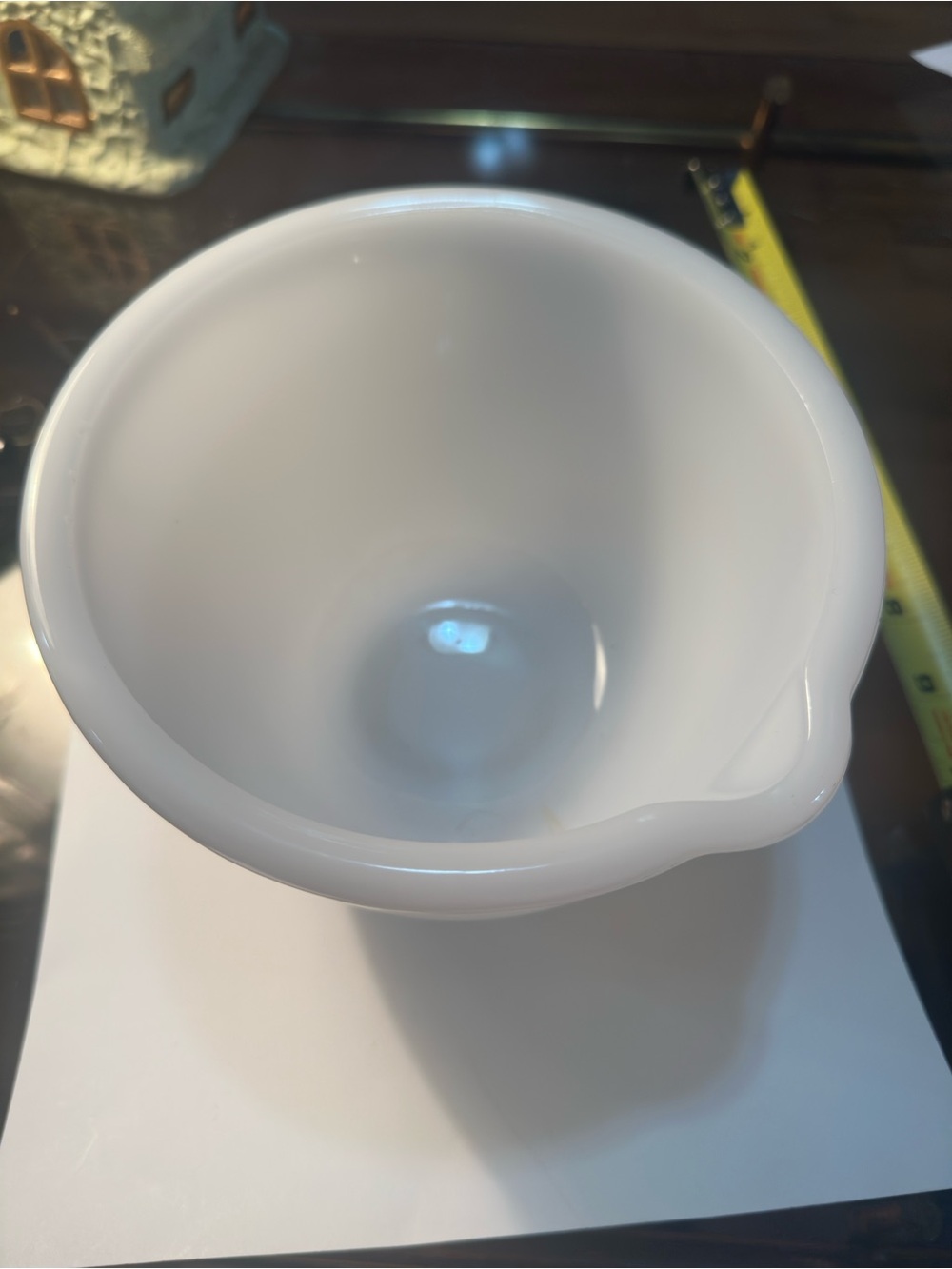 Glasbake Milk Glass Mixing Bowl- white with spout